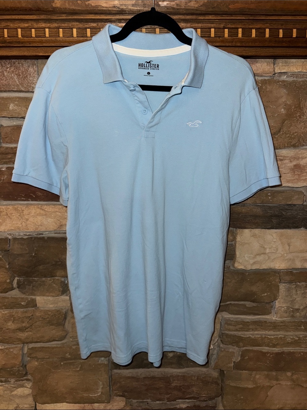 Hollister Men’s Pale Blue Polo Shirt with Embroidered Logo